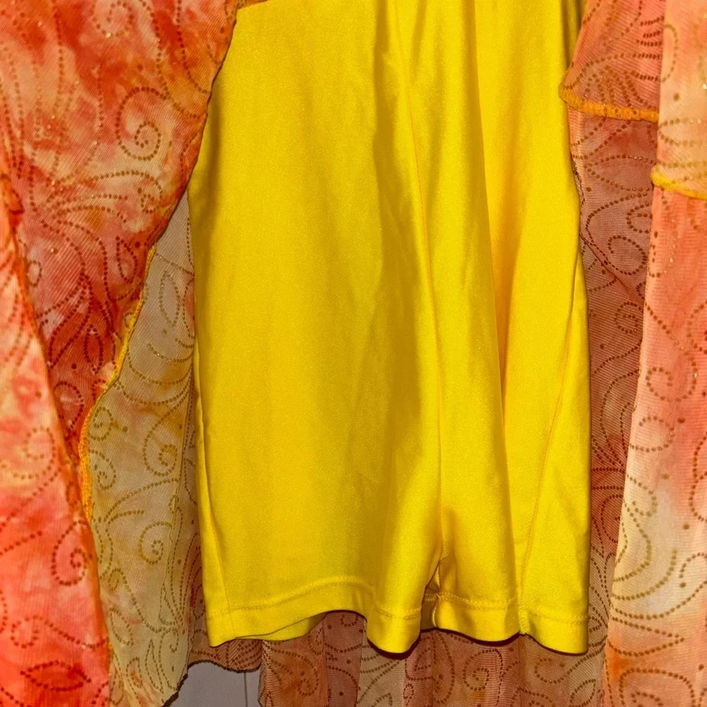 Revolution Dancewear Orange Glitter Tulle Lyrical Dance Costume asymmetrical